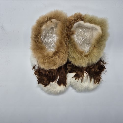 Alpaca Fur Slippers br/faun/white