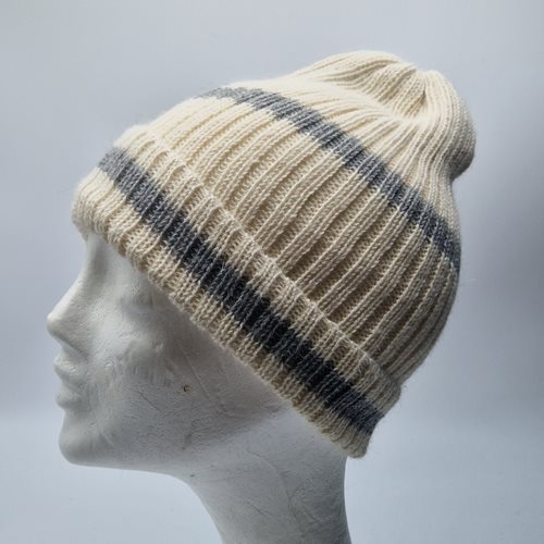 Alpaca Knitted Hat Cream/grey