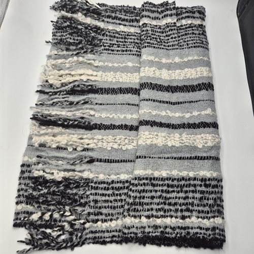 Alpaca Scarf/shawl grey/blk/cream