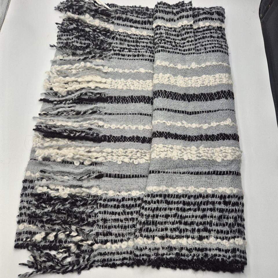 Alpaca Scarf/shawl grey/blk/cream