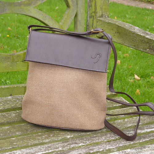 Alpaca handbag in faun and brown leather