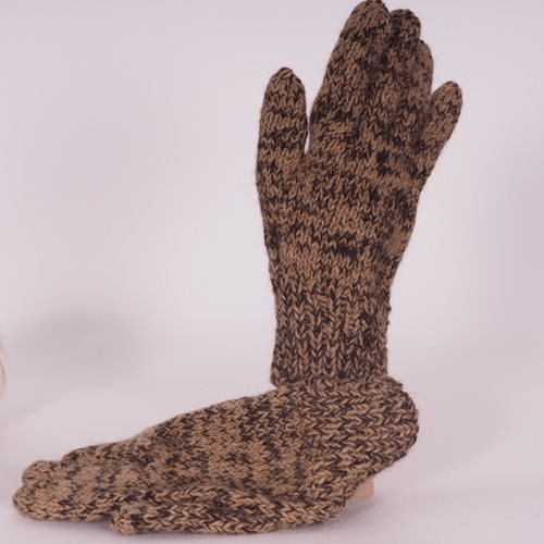 Alpaca Gloves faun-brown flecks - L