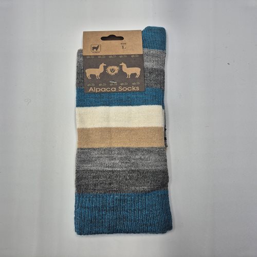 Alpaca stripped luxurious socks turquoise