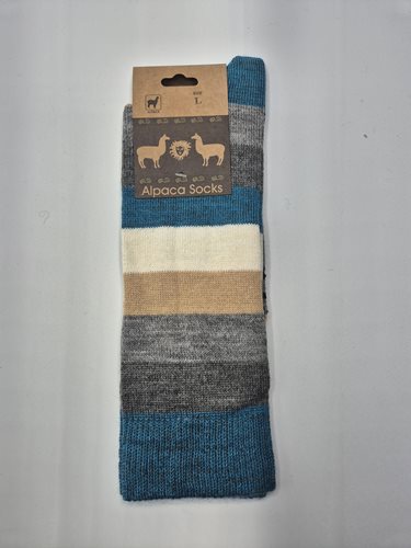 Alpaca stripped luxurious socks turquoise