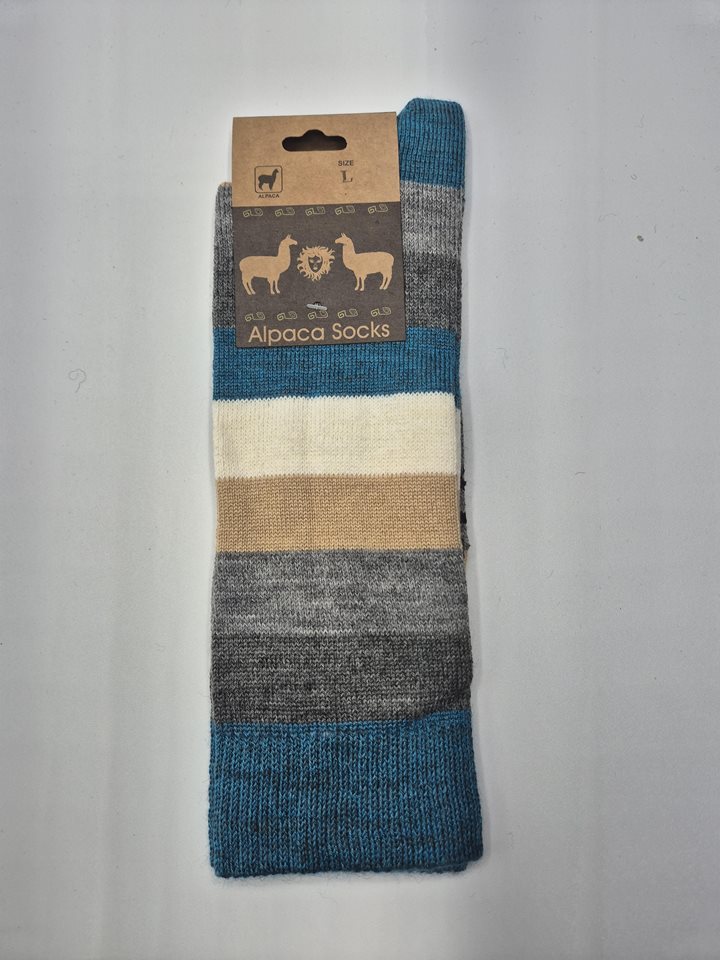 Alpaca stripped luxurious socks turquoise