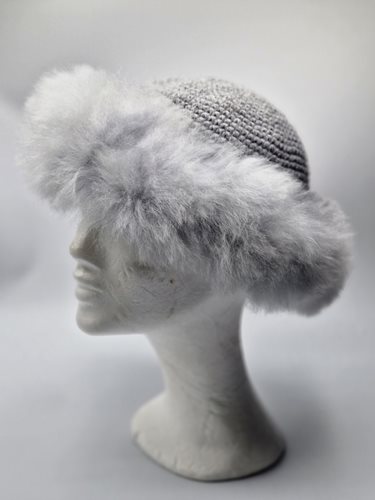 Alpaca Crochet Fur Hat Silver