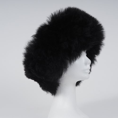 Alpaca wide Fur Headband black