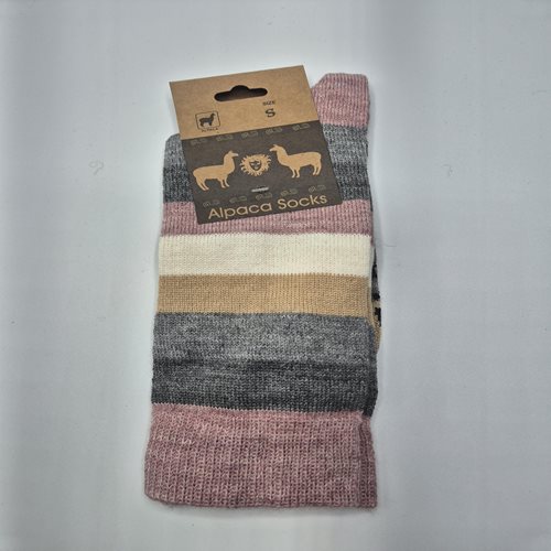 Alpaca stripped luxurious socks pink