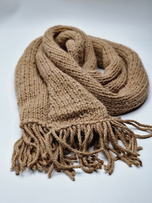 Alpaca hand knitted Scarf faun