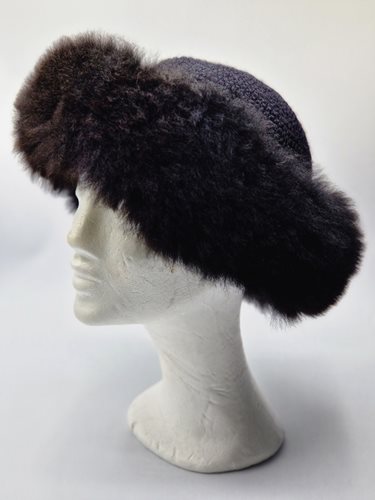 Alpaca Crochet Fur Hat Black