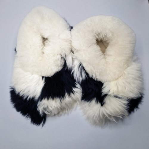 Alpaca Fur Slippers blk/white