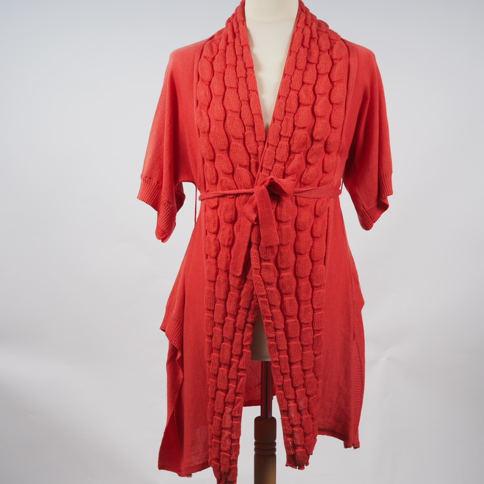 Alpaca Short Sleeve Cardigan coral