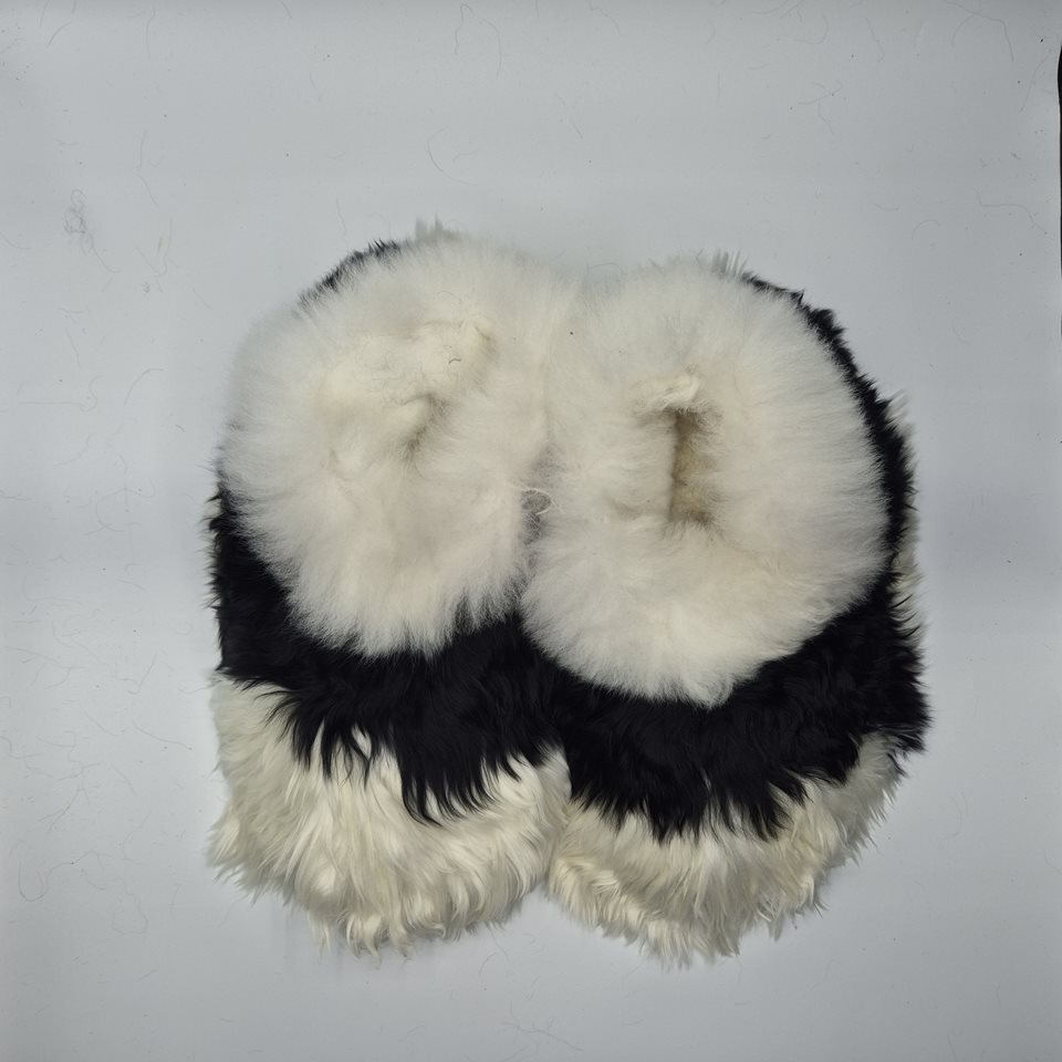 Alpaca Fur Slippers blk/white