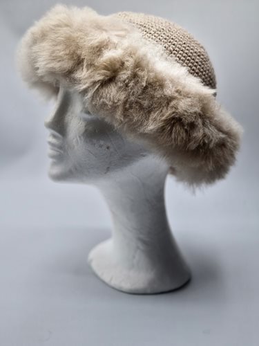 Alpaca Crochet Fur Hat Mink