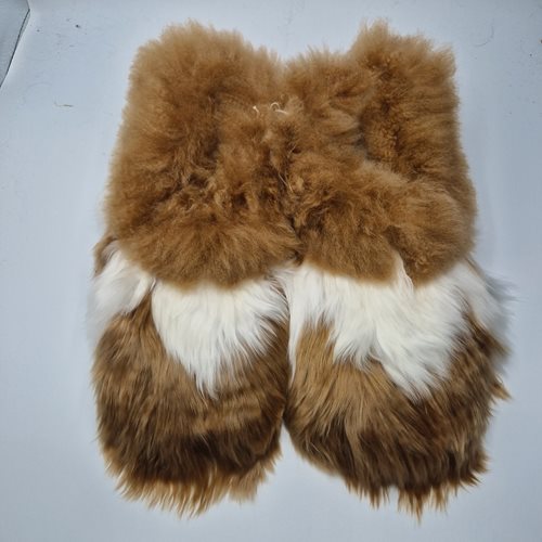 Alpaca Fur Slippers faun/white