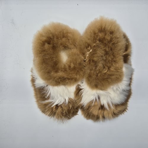 Alpaca Fur Slippers faun/white