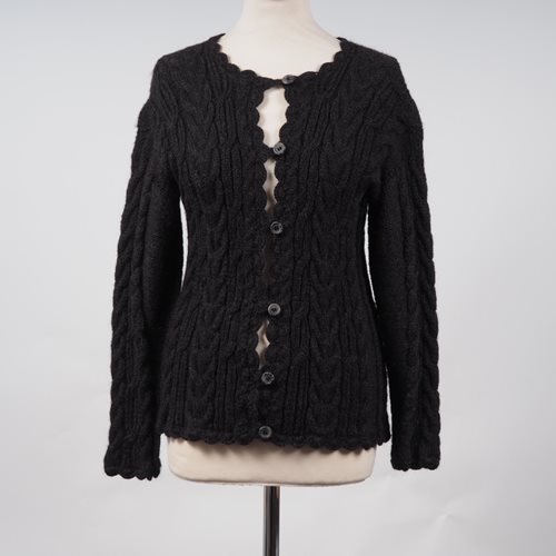 Alpaca Cardigan charcoal grey  in cable knit