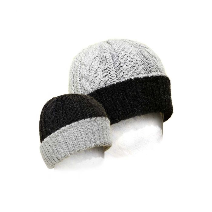 Alpaca Knitted Reversible Hat black/silver