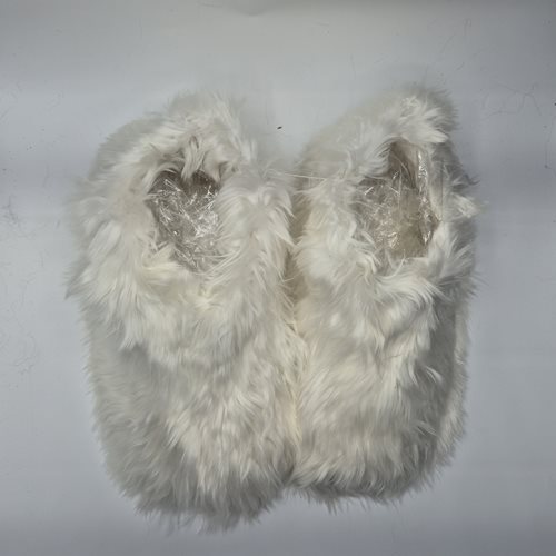 Alpaca Fur Slippers hard sole white