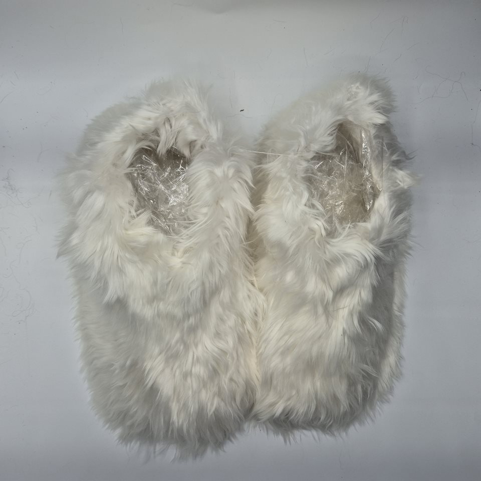 Alpaca Fur Slippers hard sole white