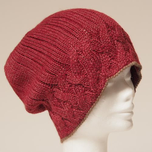 Alpaca Knitted Slouch Beanine Hat dark pink