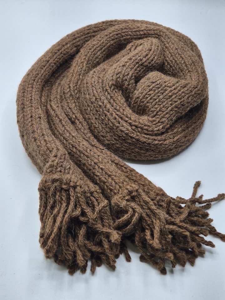 Alpaca Scarf brown hand knitted chunky
