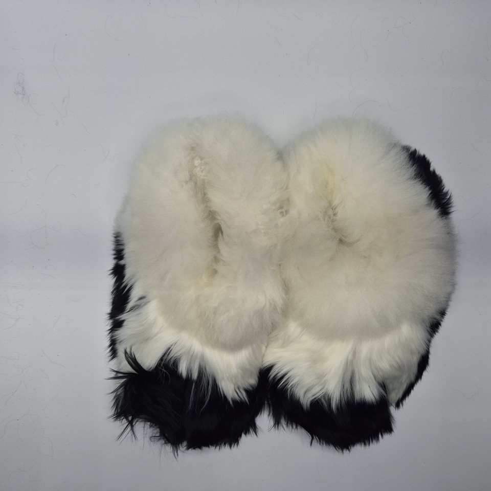 Alpaca Fur Slippers blk-wh
