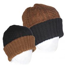 Alpaca Knitted Reversible Hat black/brown