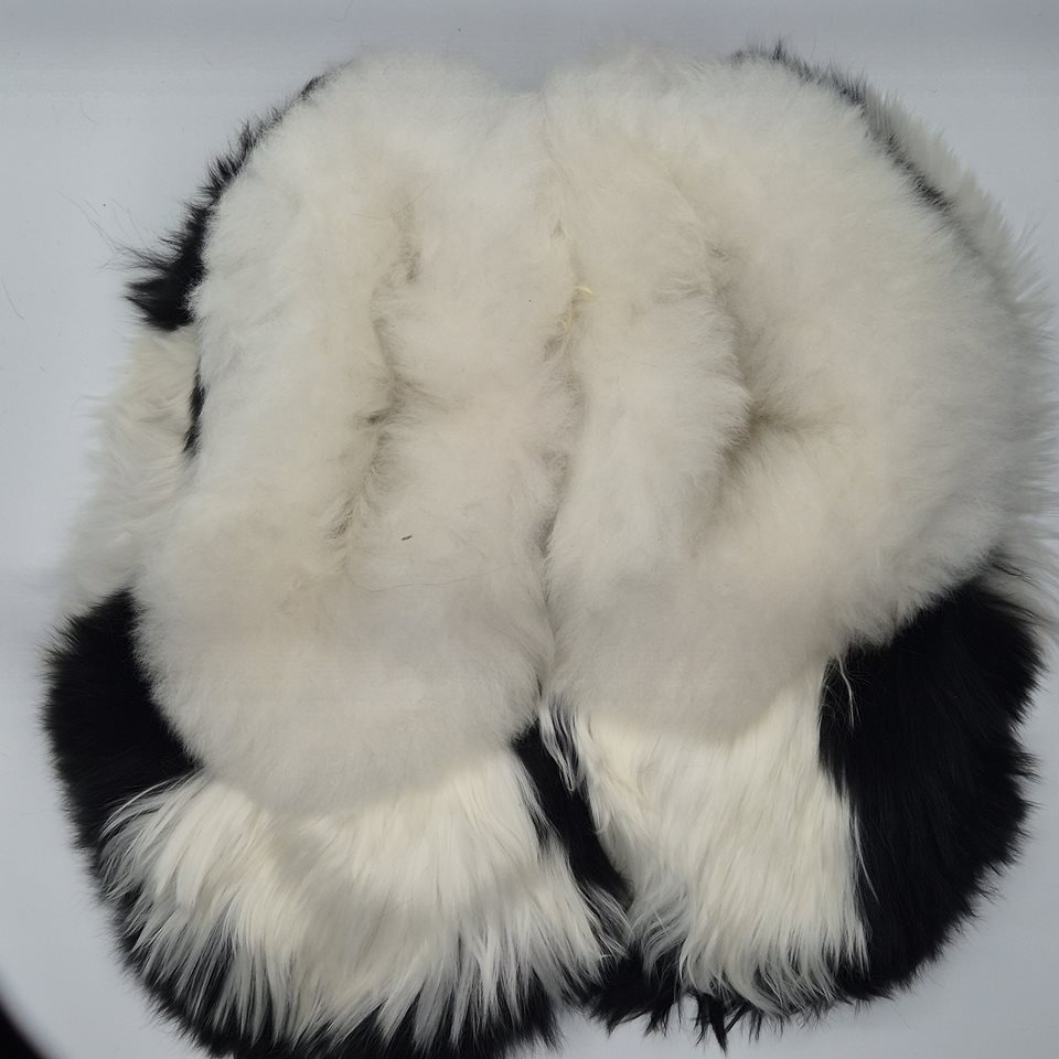 Alpaca Fur Slippers blk/wh