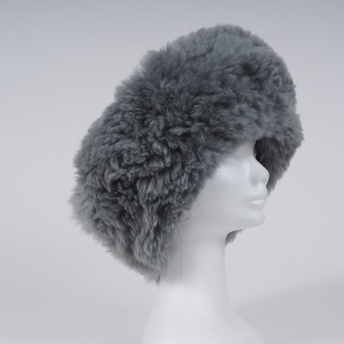 Alpaca wide Fur Headband grey