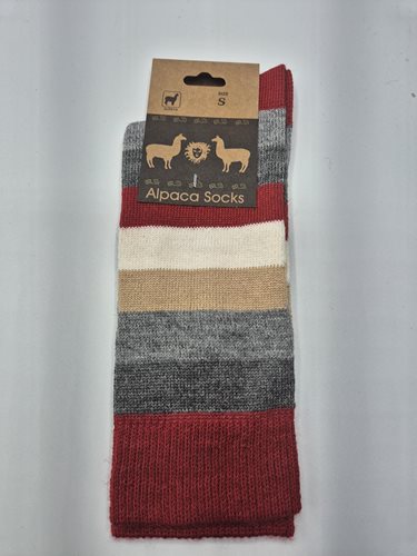 Alpaca stripped luxurious socks red