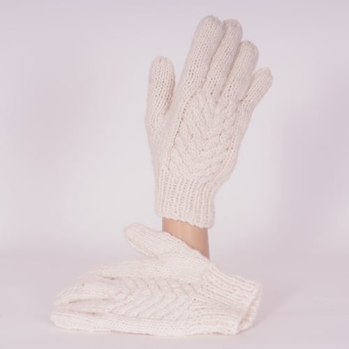 Alpaca Gloves white cable knit