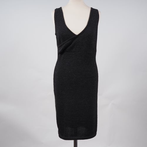 Alpaca Dress cross front charcoal grey