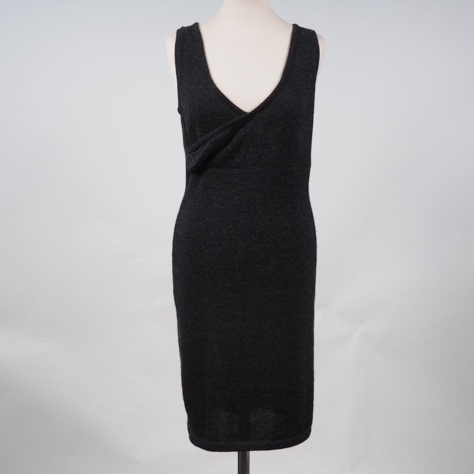 Alpaca Dress cross front charcoal grey