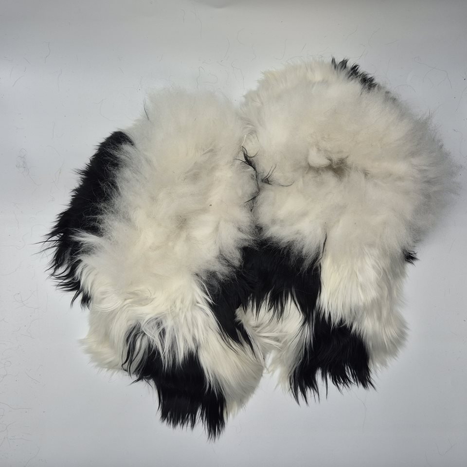 Alpaca Fur Slippers blk/white