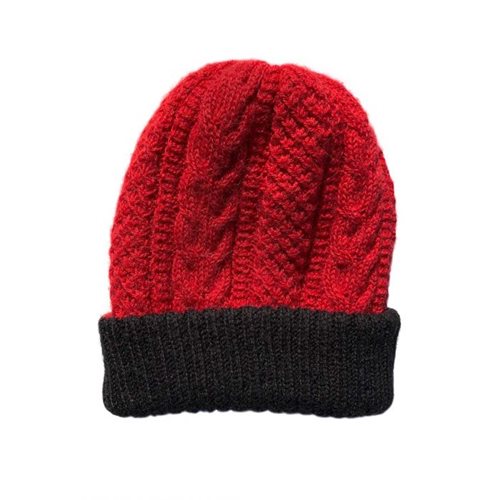 Alpaca Knitted Reversible Hat black/red