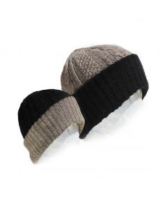 Alpaca Knitted Reversible Hat black/rose grey